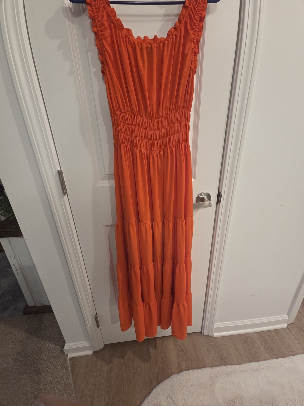 Alex Marie Orange Tiered Maxi Dress - Sleeveless Ruffled Straps